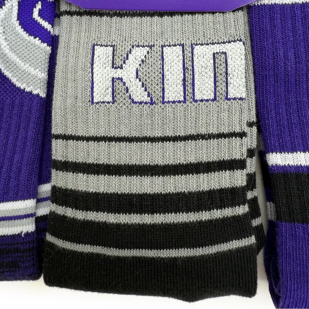 Sacramento Kings Mens Crew Socks NBA Basketball Purple Black Gray Fan Gear Gift